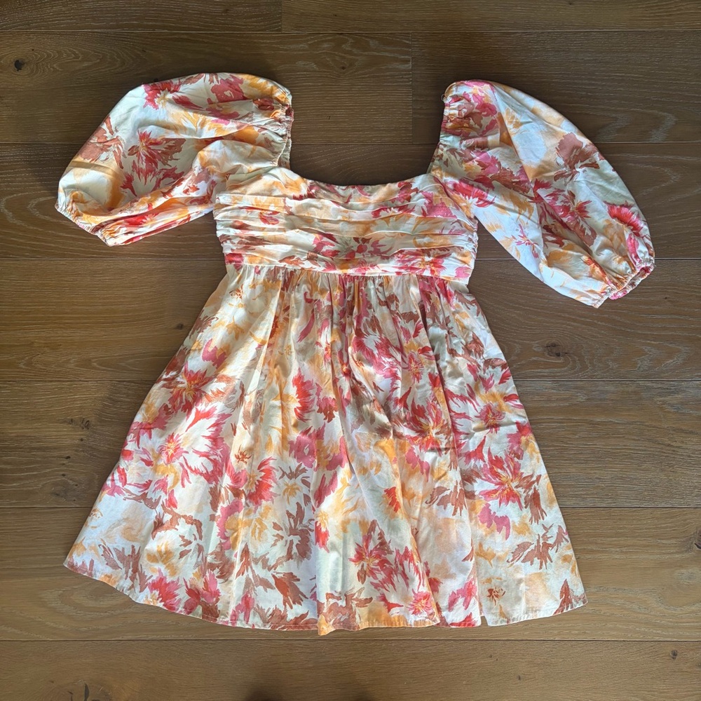Abercrombie Tropical Puff-Sleeve Mini Dress